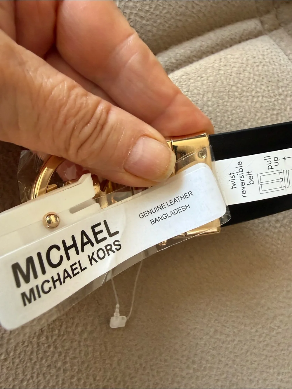 Michael Kors Metallic Gold Logo Belt